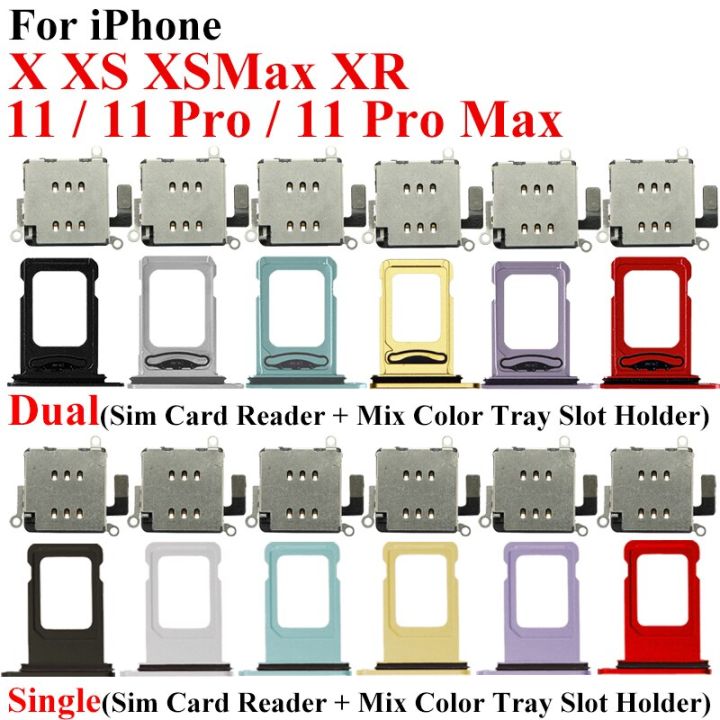 Dual Sim Card Tray Slot Holder Reader For iPhone 11 Pro Max X XR