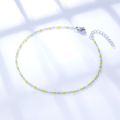 LUXUSTEEL Bohemian Green Blue Yellow Beads Chain Anklets Stainless Steel Summer Ankle Bracelet Body Jewelry Gifts For Women Girl. 