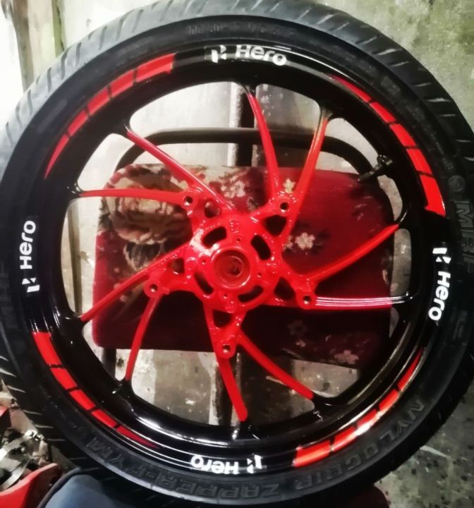 Hero | Ignitor | Pleasure | ‎Achiever | ‎Thriller | xtreme | Karizma XMR | Hero all bike Wheel Rim Stickers | Rim sticker | Bike sticker || Bike full set Sticker- ( Waterproof & Premium quality) | customize sticker