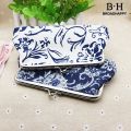 BBBP Women Ethnic Printed Long Buckles Canvas Wallet Card Keys Purse Clutches Bag. 