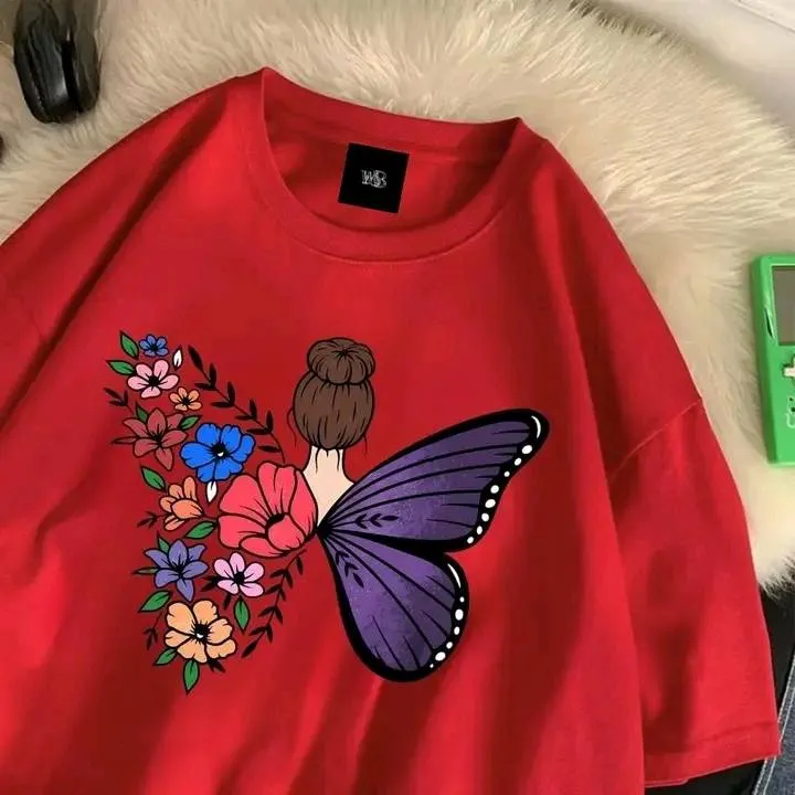 Ladies%20Drop%20Shoulder%20T-Shirt%20(Butterfly%2001)%20-%20Image%203