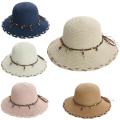 Floral Straw Hat UV Protection Lightweight Wide Brim Women's Sun Hat Natural Straw Foldable Beach Hat for Beachwear Sun Protection Vacation Accessory Outdoor Activities Fashionable Headwear.
