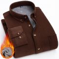 Winter Warm Thick Mens Corduroy Shirts Casual Long Sleeve Solid Regular Fit Business Man Leisure Shirt 2022 New Comfortable Tops.