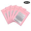 50 Pcs Pink Matte Zipper Plastic Bag/ Food Grade Frosted Self Sealing Bags/ Jewelry Anti Oxidation Portable Reclosable Pouch. 