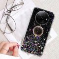 For Xiaomi Poco C61 Case Shiny Ring Glitter Soft Transparent Holder Stand Back Cover with ring Stars Moon Girls Cover For Xiaomi Poco C61+ Back Cover Phone Cases. 
