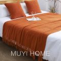Factory Direct Deliver Morandi Knitted Blanket B & B Bed Runner Blanket Bed Towel Living Room Nap Blanket Light Luxury Sand. 