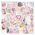 10/30/60pcs INS Style Pink Coquette Stickers Aesthetic Cartoon Decoration Decals Waterproof DIY Stationery Laptop Kawaii Sticker. 