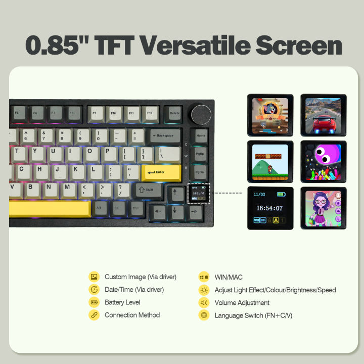Ajazz%20AK820%20Pro%2075%25%20Gasket-mounted%20Bluetooth%205.1/2.4G%20Wireless/Type-C%20Wired%20Mechanical%20Keyboard%20with%20TFT%20Screen%20for%20Mac/Win%20-%20Image%203