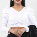 Cotton Slim Fit Crop Top short body full Sleeves blouses for Women and girls. 