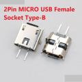 10Pcs- 2Pin MICRO USB Female Socket Type-B 2 Pin Leads Female DIP Type B Power Socket Connector Micro USB Without Cables For Charging Socket LED Light Adapters.