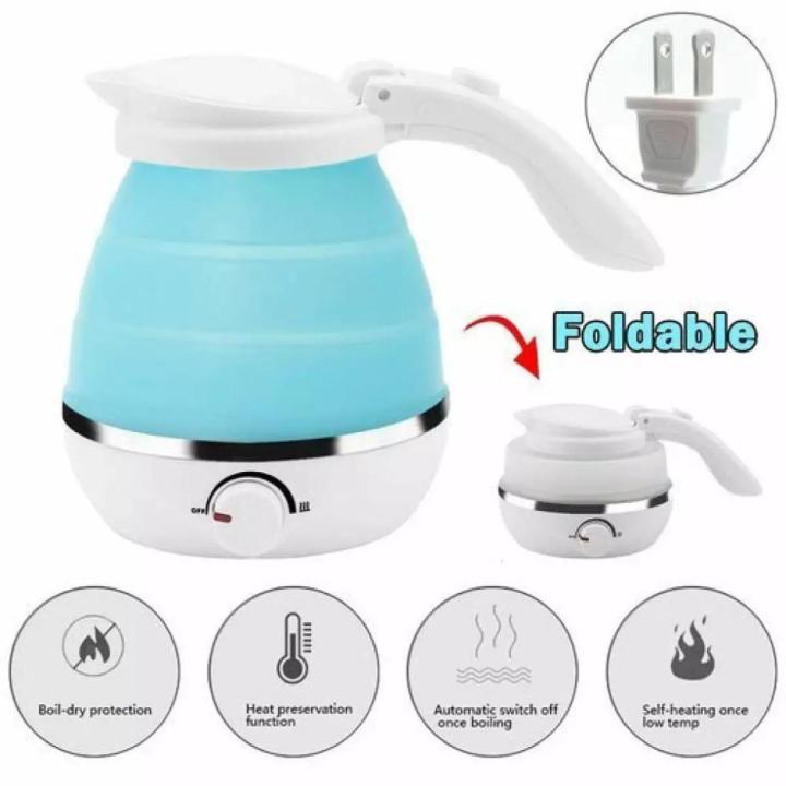Foldable Kettle, Portable Foldable Electric Kettle for Travel Food Grade Silicone Electric Water Heater UK Plug
