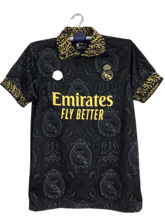 Real Madrid (With Embroidery) Premium Football Jersey Black 2023/24 - Golden