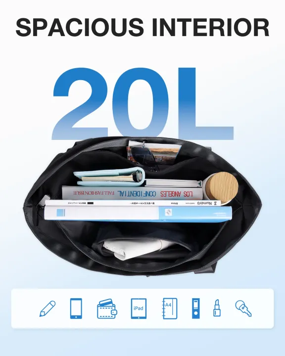 BAGSMART%20Folding%20Travel%20Bags%2020L%20Waterproof%20Tote%20Bag%20With%20Zipper%20Multifunctional%20Shoulder%20Bag%20Handbag%20for%20Travel%20Work%20School%20-%20Image%205