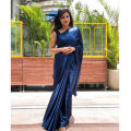 Japani Soft Silk Sharee For Women Color- Deep Nevi Blue. 