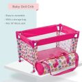 Baby Doll Crib Pack and Play Accessory Simulation DIY Doll Bed up to 18 Dolls with Carry Along Bag Toy Gift for Girls and Kids.