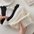 Socks for Women Ruffle Cotton Middle Tube Ankle Short Breathable Black White Set Spring Autumn Winter.