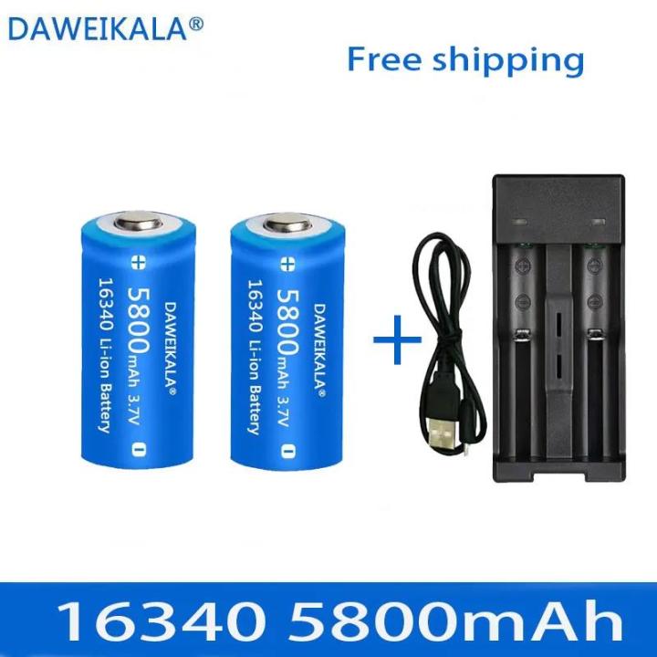 2023 New 3.7V 16340 CR123A Li-ion Battery Rechargeable Batteriy 5800mAh CR123 for Laser Pen LED Flashlight Cell Security Camara
