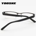 YOOSKE Blue Film Resin Reading Glasses Men Women Metal Half Frame Hyperopia Eyeglasses +1.0 1.52.02.5 3.0 3.5 4.0 Diopter. 