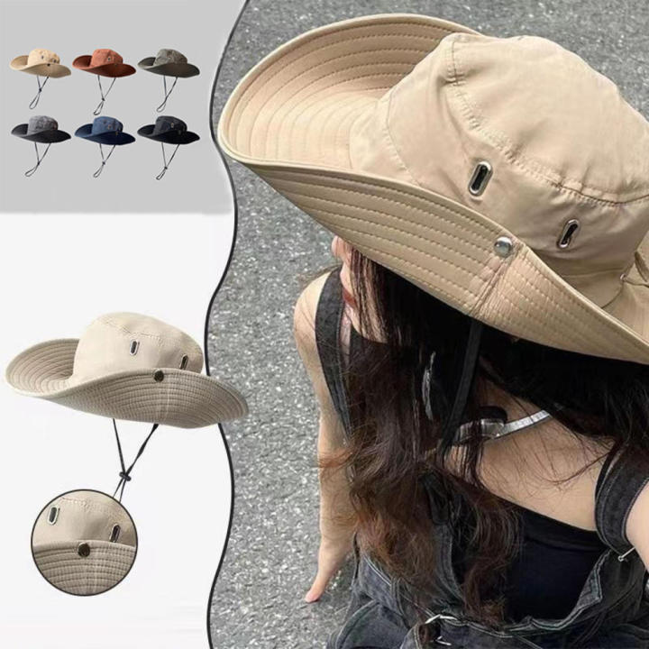 Quick-Dry Sun Hat Mens Outdoor Breathable Safari Hat Wide Brim