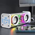 V8 Transparent Mecha Speaker Subwoofer Wireless Bluetooth RGB TWS Speaker. 
