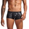 DIHOPE Men Underwear Snake Skin Imitation Leather Boxers Mens Boxer Shorts U Convex Low Waist Male Panties Underpants. 