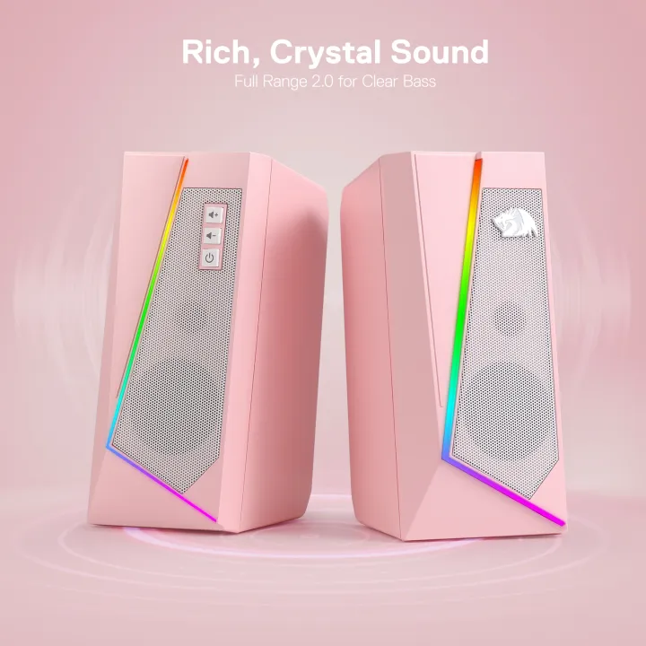 Redragon%20GS520%20RGB%20Desktop%20Speakers,%202.0%20Channel%20PC%20Stereo%20Speaker%20with%206%20Colorful%20LED%20Modes,%20Enhanced%20Sound,%20White/Pink%20-%20Image%205