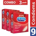 Durex -Thin Feel Condom - Full Box - 3x3=9pcs Made in UK 100%. 