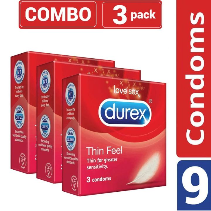 Durex -Thin Feel Condom - Full Box - 3x3=9pcs Made in UK 100%