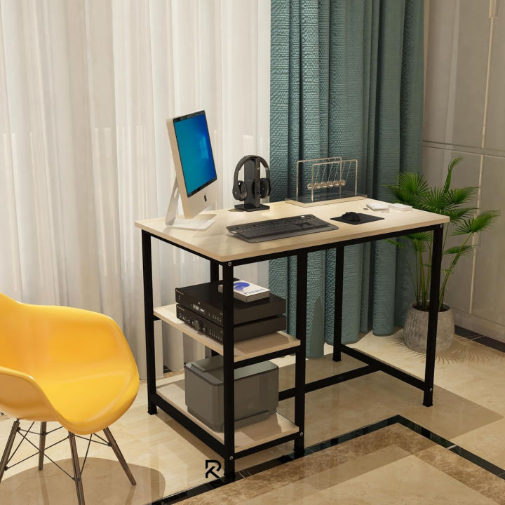 40-Inch Computer Desk with 2 Large Shelf Workstation – Modern Writing ...