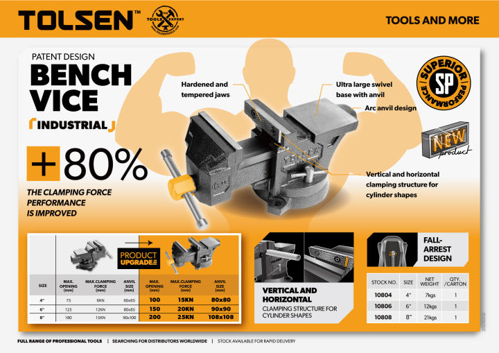 TOLSEN%206"%20Bench%20Vice%20Ultra%20Large%20Swivel%20Base%20w/%20Anvil%20Arc%20Anvil%20Design%20Bench%20Vise%20Model:%2010806%20-%20Image%203