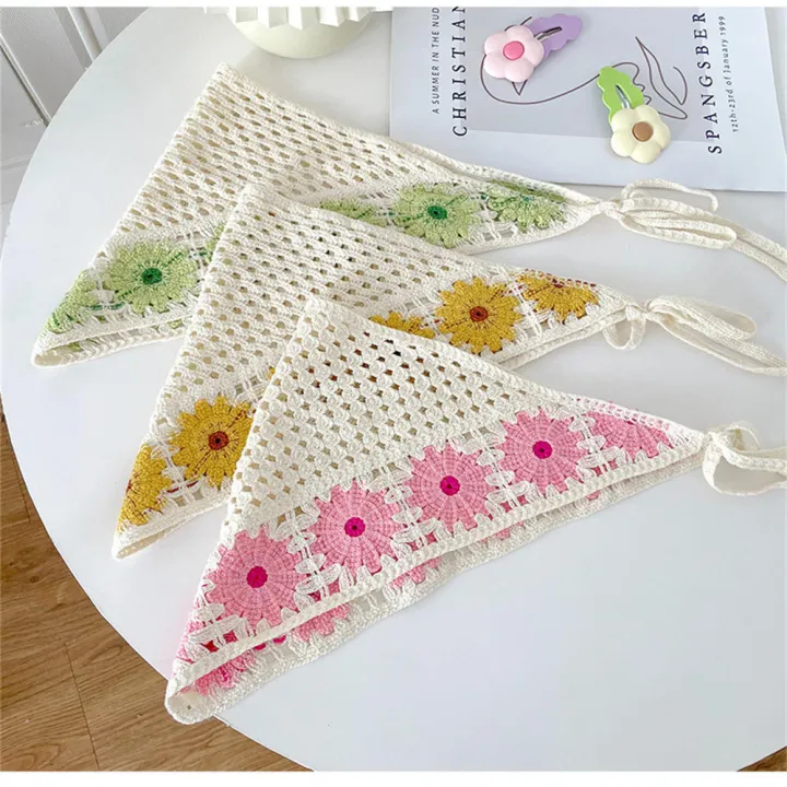 Sweet%20Crochet%20headband%20Charming%20Strap%20Hollow%20Triangle%20headband%20Headscarf%20Knitted%20hair%20scarf%20for%20Fashion%20accessory%20Daily%20wear%20Spring/summer%20accessory%20Gift%20for%20girls%20Hair%20styling%20tool%20-%20Image%204