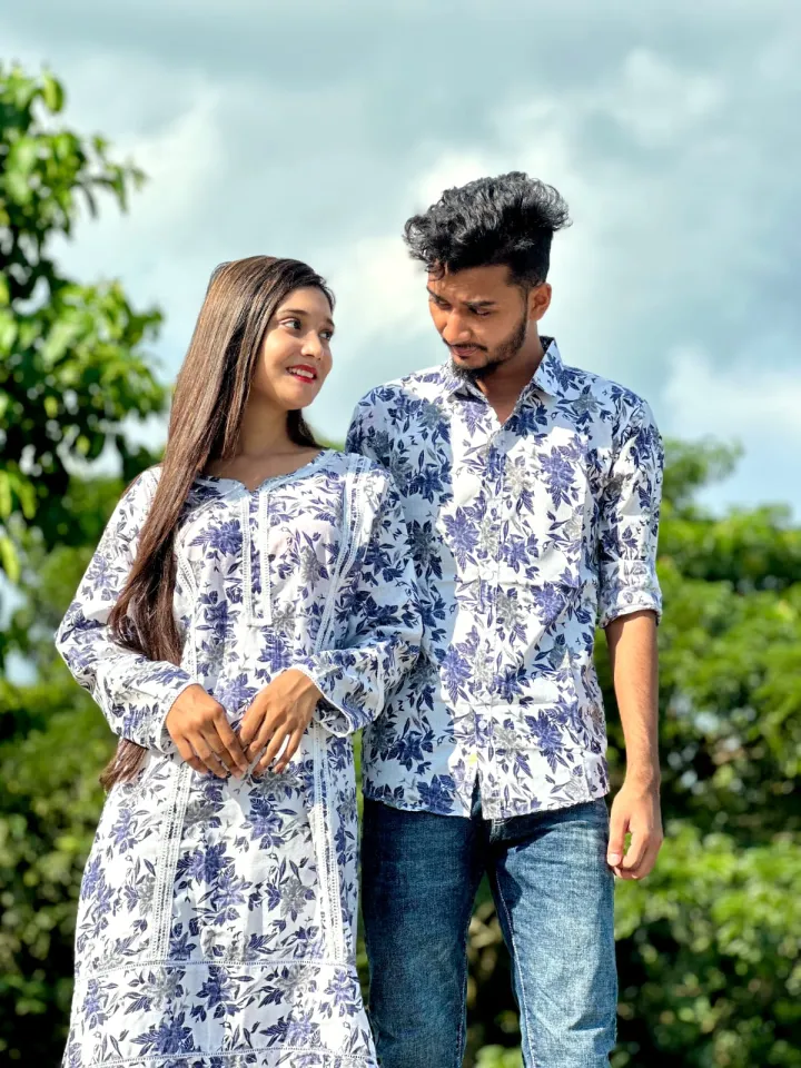 New Trendy Couple Matching set (1 piece Shirt piece Kurta