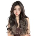 Highlight Dyeing Wig Set Paris Painting Dyed Green Wood Gray Long Hair Internet Celebrity Natural One-Piece Curly Hair Piece Hair Increase Volume Fluffy.