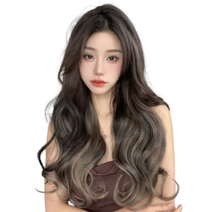Highlight%20Dyeing%20Wig%20Set%20Paris%20Painting%20Dyed%20Green%20Wood%20Gray%20Long%20Hair%20Internet%20Celebrity%20Natural%20One-Piece%20Curly%20Hair%20Piece%20Hair%20Increase%20Volume%20Fluffy%20-%20Image%205