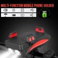 4 in 1 Bicycle USB Rechargeable Led Bicycle Light with Horn and Mobile Holder With PowerBank. 