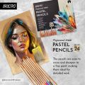 BRUSTRO Artists Pastel Colored Pencils - Set of 24 Shades - 4mm Lead | Break Resistant, Erasable, High Pigmented, Vibrant Colours | Ideal for Drawing, Mandala, Shading, Portrait, Fine Art Students.