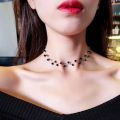 Korean Fashion Simple Wild Black Crystal Short Clavicle Chain Women Gold Charm Beaded Choker Necklaces for Women Girls Wedding Party Jewelry Gift.