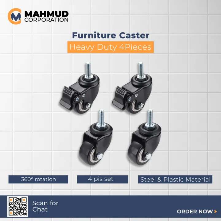 4Pcs%20Furniture%20Caster%20Heavy%20Duty%20200kg%201.5%20inch%2040mm%20360%20Rotatable%20Screw%20Swivel%20Castor%20Wheels%20Trolley%20Rubber%20Protective%20-%20Image%202