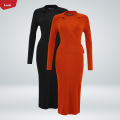 Womens Long Sleeve Ribbed Knit Wrap Collared Midi Belted Bodycon From Levin.