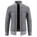 Men Sweater Jacket Fashion Winter Coat Fleece Hoodies High Quality Luxury Checkered Hooded Knit Cardigan Male Outer Wear.