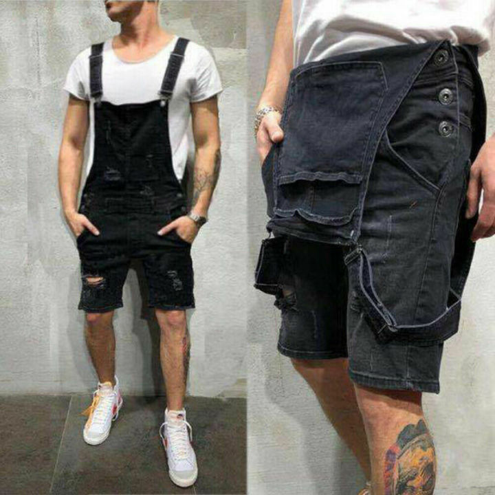 Mens%20Casual%20Denim%20Jeans%20Overalls%20Jumpsuit%20Dungarees%20Cargo%20Work%20Shorts%20Playsuit%20-%20Image%208