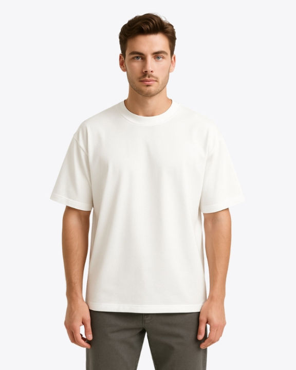 Foxy Lifestyle Mens Premium Blank Oversized T-shirt – White