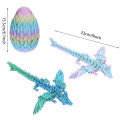 3D Printed Gem Dragon, Crystal Winged Dragon, Rotatable And Poseable Joints 3D Articulated Flying Dragon EggToys For Autism ADHD.
