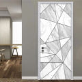 3D Geometric Door Stickers Home Decoration Black and White Abstract Lines Whole Door Mural Cover Self-adhesive Living Room. 