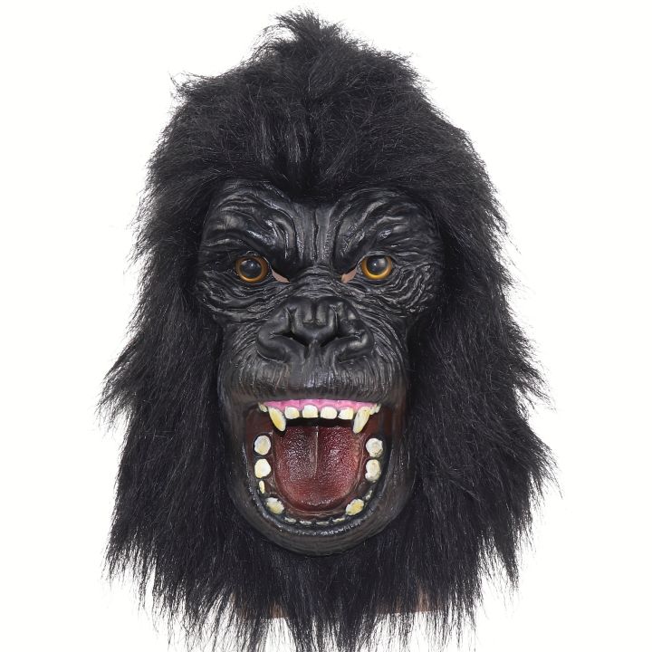 Latex Vivid Gorilla Mask With Wig, Funny Angry Gorilla Latex Mask,Ugly Cute Full Face Mask Halloween Cosplay Costume Party Prop