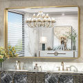 55 x 36 inch brushed gold bathroom mirror for non-rusting aluminum alloy metal frame for home decor (horizontal/vertical).