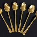 Premium Royal Gold Stainless Steel Serving Spoon Set – 8 Inch (6 Pieces). 