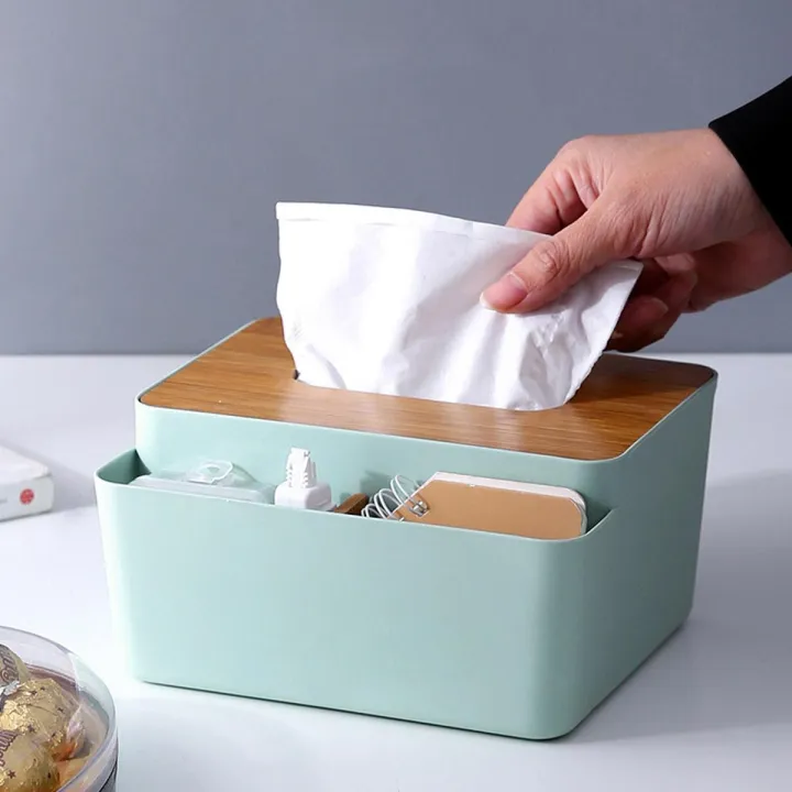 Wooden Tissue Storage Box Table Napkins Paper Holder Household Living ...