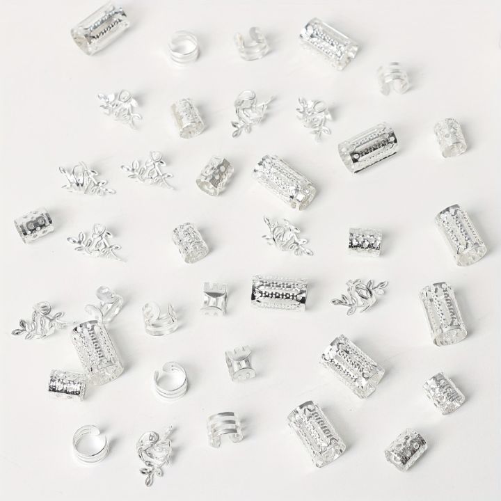 40PCS%20Hair%20Accessories%20Metal%20Cuff%20Clips%20Mixed%20Hair%20Rings%20Set%20Hair%20Braiding%20and%20Dreadlocks%20Beads%20DIY%20Charm%20Hair%20Braid%20Tubes%20Decor%20-%20Image%205