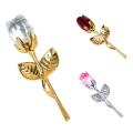 Valentines Day Gift Crystal Glass Rose Artificial Flower Silver Gold Rod Rose Flower For Girlfriend Wedding Gifts For Guest. 